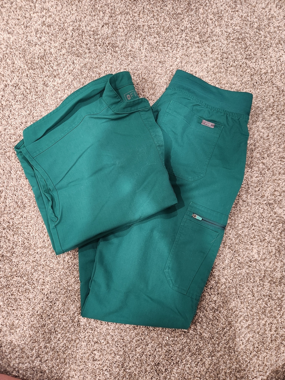 FIGS Technical Collection Scrub Top in Deep Teal Green